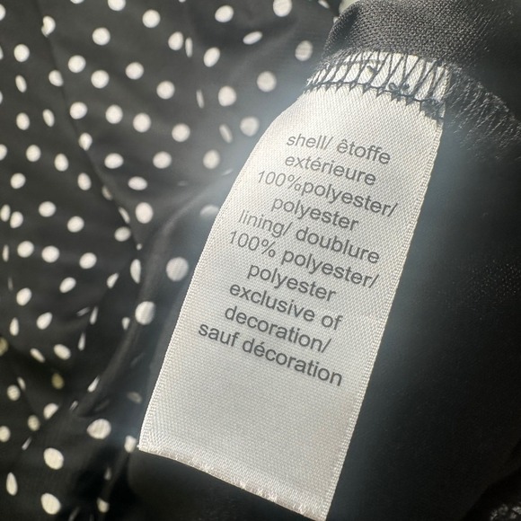 Maurices Womens Black White Polka Dot Lace Shoulder Keyhole Blouse Shirt Medium - Picture 4 of 10